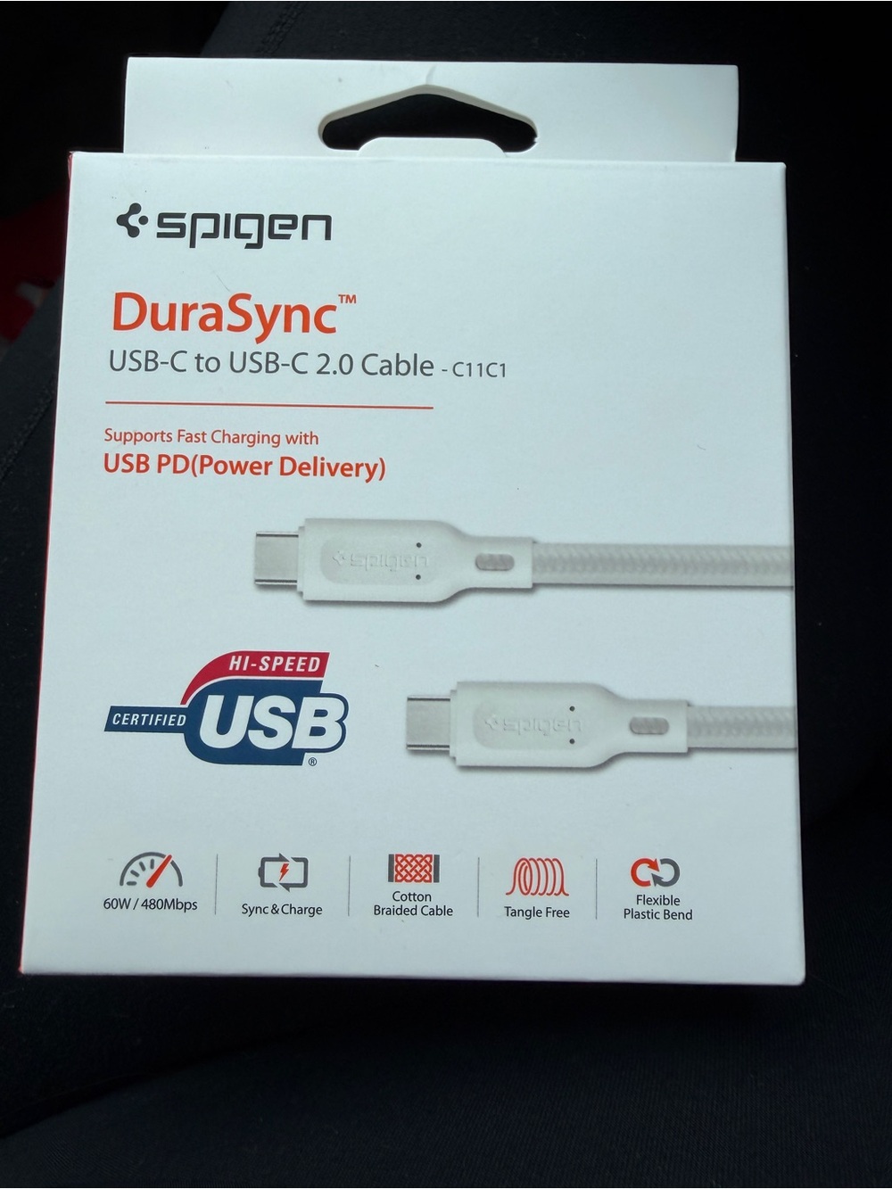 Spigen DuraSync USB-C to USB-C Cable - White
